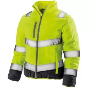 Image of Result Womens/Ladies Safe-Guard Soft Safety Jacket (XS) (Fluorescent Yellow/Grey) - Fluorescent Yellow/Grey