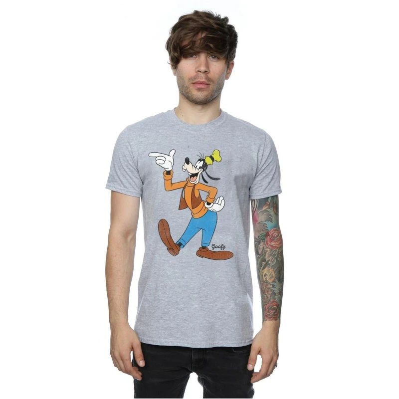 Image of Disney Men Classic Goofy T-Shirt in Grey Size: Small Grey S Male 5057068059056