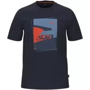 Image of Boss Abstract T-Shirt Mens - Blue
