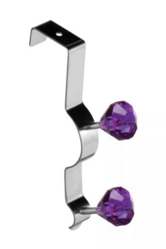 Image of Premier Housewares Over Door Diamantes Double Hook Purple