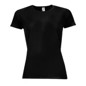 Image of SOLS Womens/Ladies Sporty Short Sleeve T-Shirt (M) (Black)