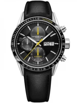 Image of Raymond Weil Mens Freelancer Black Leather Strap Watch 7731-SC1-20121