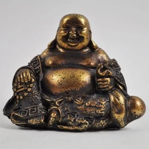 Image of Antique Gold Small Laughing Buddha Resin Ornament 8cm