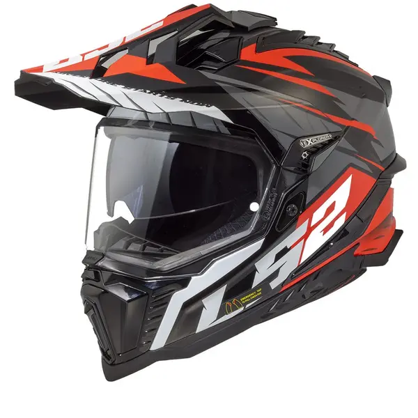 Image of LS2 MX701 Explorer Spire Black Titanium Red-06 Adventure Helmet Size S