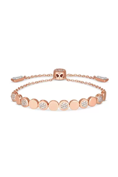 Image of Rose Gold Plated Polished Pave Multi Circle Toggle Bracelet