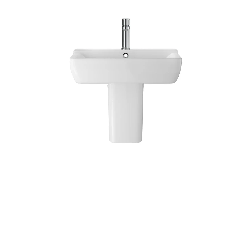 Image of Balterley Alba Soft Square Ceramic Basin and Semi Pedestal 550mm Balterley White