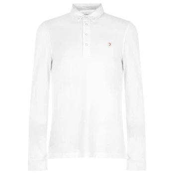 Image of Farah Ricky Long Sleeve Polo Shirt - White 104