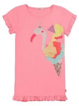 Image of Billieblush Girls Flamingo Applique T-Shirt Dress - Pale Pink