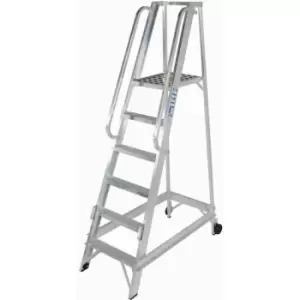 Image of Loops - 6 Tread 1.5m Aluminium Warehouse Picking Steps & Handrail Narrow Aisle Stairs