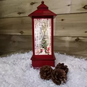 Image of 31cm Red Rotating Santa Christmas Scene Warm White LED Water Lantern