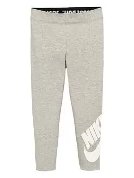 Image of Nike Sportswear Younger Girls Leg-A-See Leggings - Grey Heather, Grey Heather, Size 2-3 Years