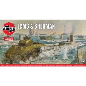 Image of LCM3 & Sherman 1:76 Vintage Classic Military Air Fix Model Kit