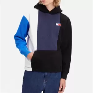 Image of Tommy Jeans Mens Relaxed Polar Block Hoodie - Black - S