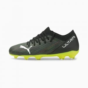 Image of PUMA Ultra 3.2 FG/AG Youth Football Boots, Black/White/Yellow Alert Size 5 Shoes