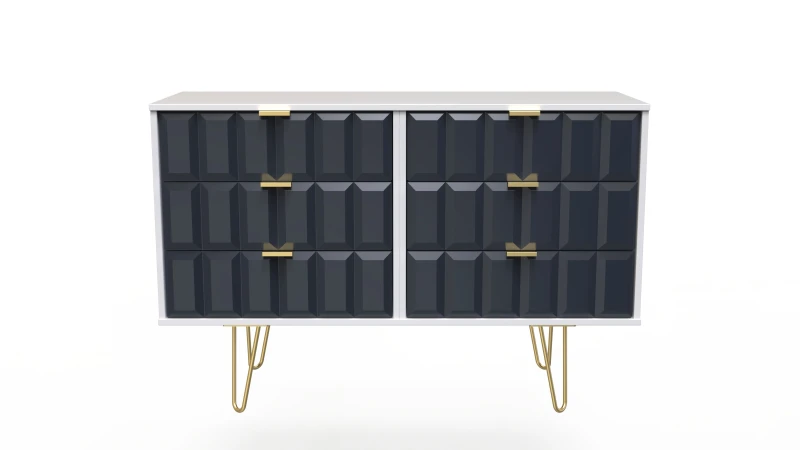 Image of Ready Assembled 2 U Metro 6 Drawer Wide Chest (Ready Assembled) in Dark Blue Dark Blue Unisex