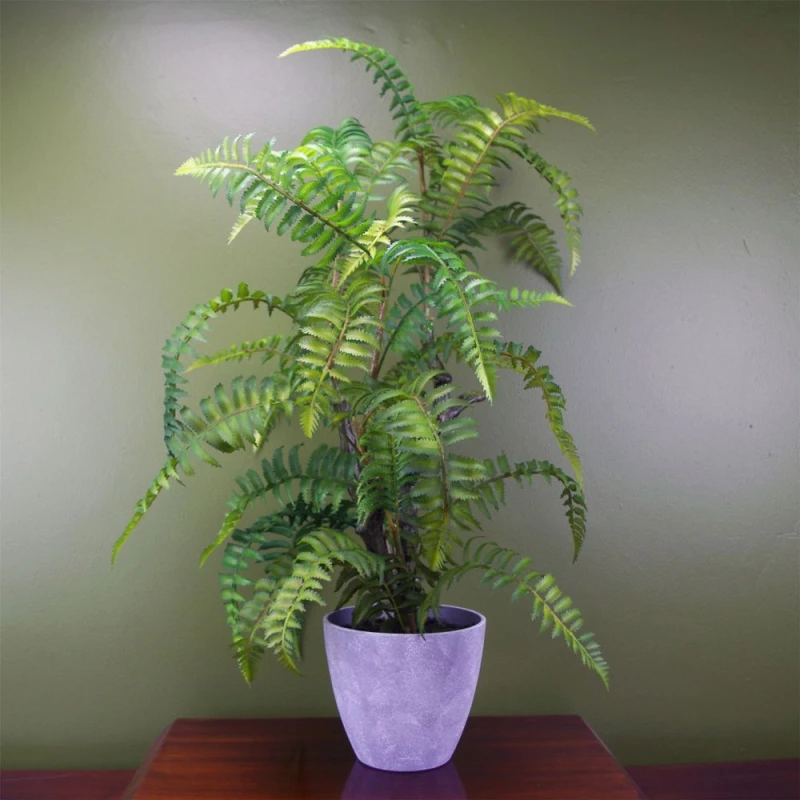 Image of Leaf Artificial Fern Tree Plant in Decorative Planter Botanik Green