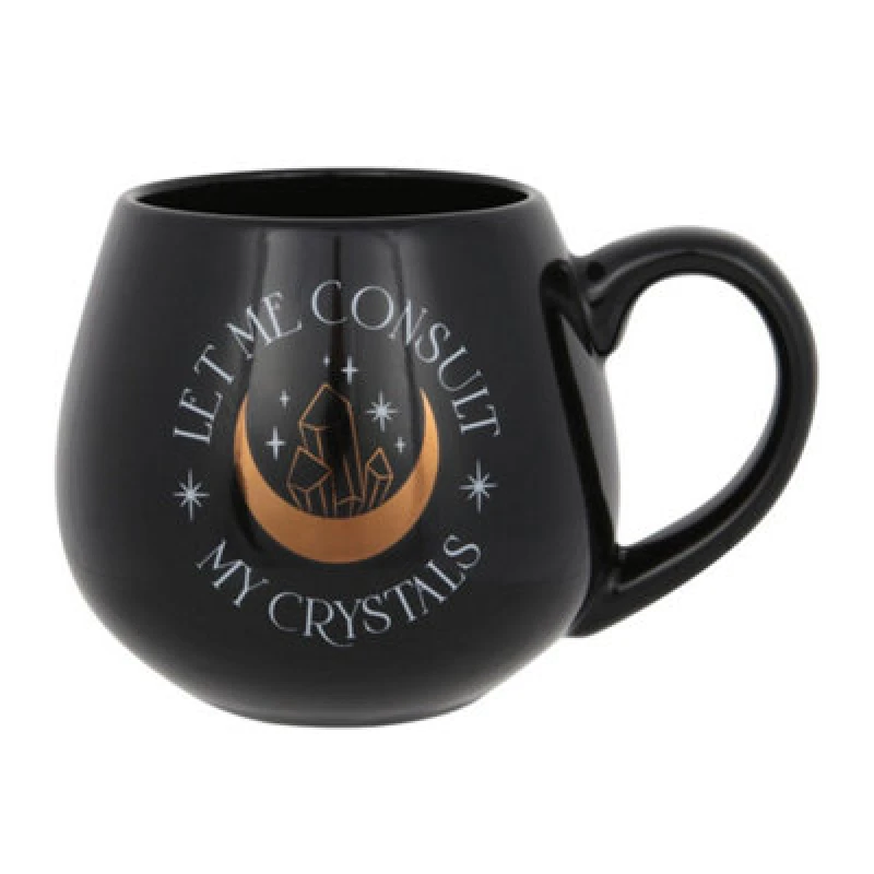 Image of Something Different Something Different Let Me Consult My Crystals Round Mug in Black One Size Unisex 5063425887729