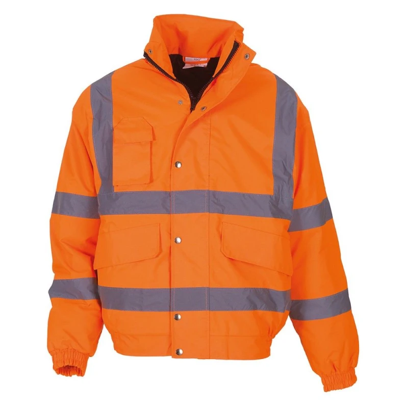 Image of Yoko Mens Classic Safety Bomber Jacket in Orange Size: Small Orange Male S