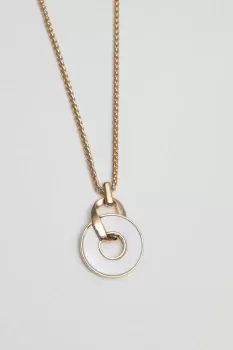 Image of Gold Mother Of Pearl Disc Inlay Organic Long Pendant Necklace