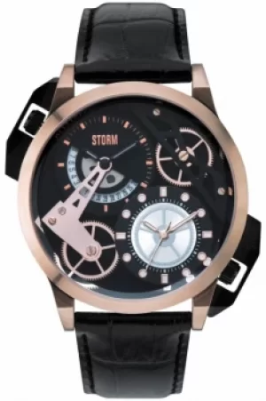 Image of Mens STORM Dualon Leather Watch DUALON-ROSE-GOLD-LTHR