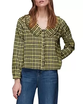 Image of Whistles Masie Checkered Oversized Collar Top