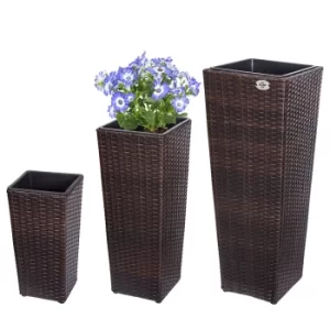 Image of Poly Rattan Planter Set 3 Pcs Brown