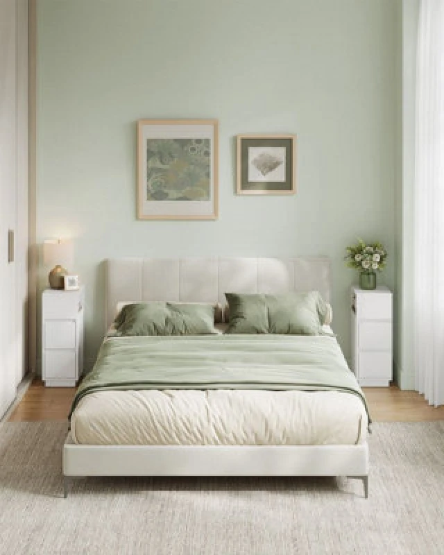 Image of Songmics Set Of 2 Narrow Bedside Table With 2 Drawers, Open Compartment Left Or Right Flexible Mountable, Cloud White