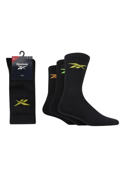 Image of Reebok Fashion Crew Socks - Black Size 6.5-8, Women