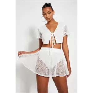 Image of I Saw It First White Lace Flippy Shorts - White