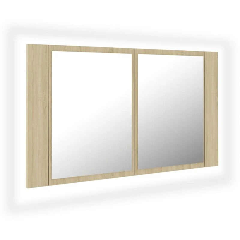 Image of VIDAXL LED Bathroom Mirror Cabinet Sonoma Oak 80x12x45cm Acrylic vidaXL 8720286221525