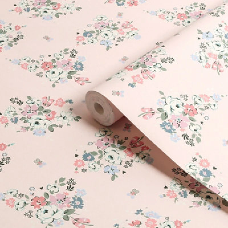 Image of Cath Kidston Clifton Floral Pink Floral Wallpaper Wallpaper One Size Pink 71743606000