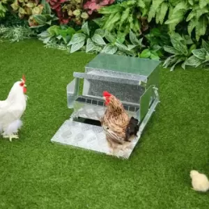 Image of PawHut Automatic Chicken Feeder w/ Galvanized Steel & Poultry Feeders - Silver