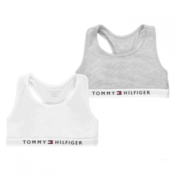 Image of Tommy Hilfiger Girls 2 Pack Bralette - Grey White, Grey/White, Size Age: 8-10 Years, Women