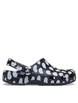 Image of Crocs Crocs Classic Heart Print Clog Flat Shoes, Black/White, Size 7, Women