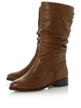 Image of Dune London Wide Fit Rosalinda Ruched Calf Boot - Tan