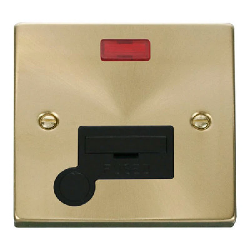 Image of SE Home Satin / Brushed Brass 13A Fused Connection Unit With Neon With Flex Gold