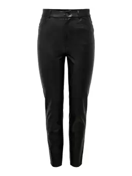 Image of ONLY Faux Leather Trousers Women Black