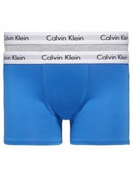 Image of Calvin Klein Boys 2 Pack Logo Trunks - Blue/Grey