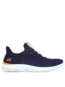 Image of Skechers Air-cooled Goga Mat Arch Vegan Slip On Trainer - Navy, Size 8, Men