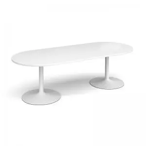 Image of Trumpet base radial end boardroom table 2400mm x 1000mm - white base