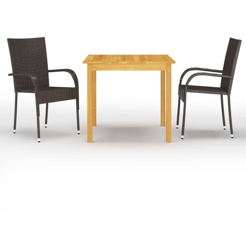 Image of VIDAXL 3 Piece Garden Dining Set Brown vidaXL 8720286337448