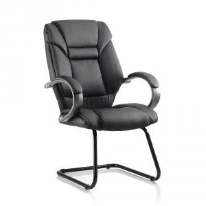 Image of Trexus Galloway Cantilever Chair With Arms Leather Black Ref KC0119