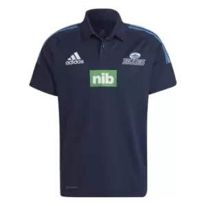 Image of adidas Blues Rugby Polo Shirt Mens - Blue
