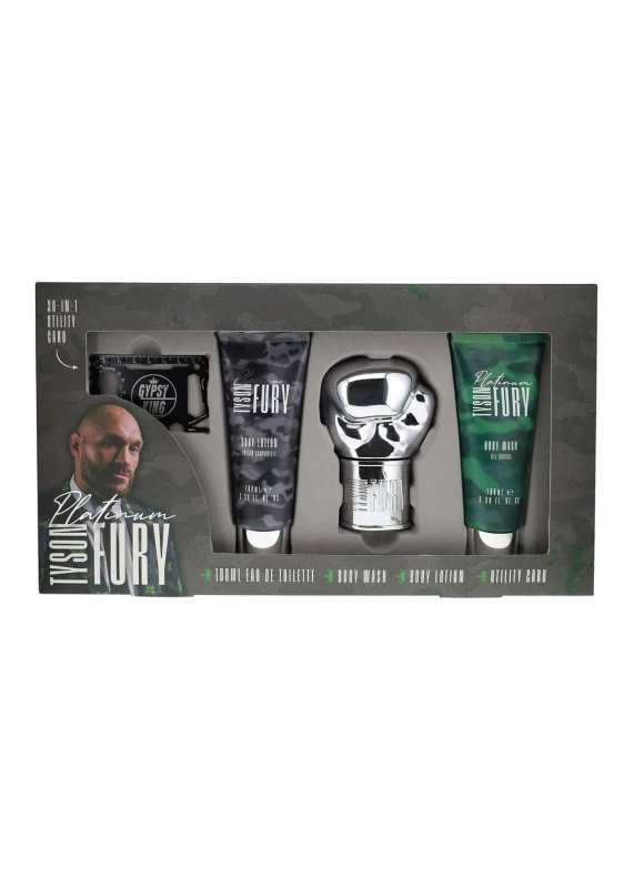 Image of Tyson Fury Platinium Gift Set 100ml Eau de Toilette + 100ml Body Wash + 100ml Body Lotion + Utility Card