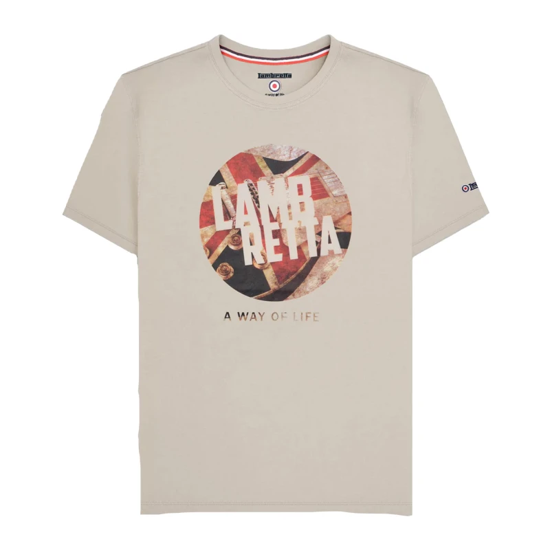 Image of Lambretta Lambretta Men Union Jack T-Shirt in Beige Size: Small Beige S Male 5063703802482