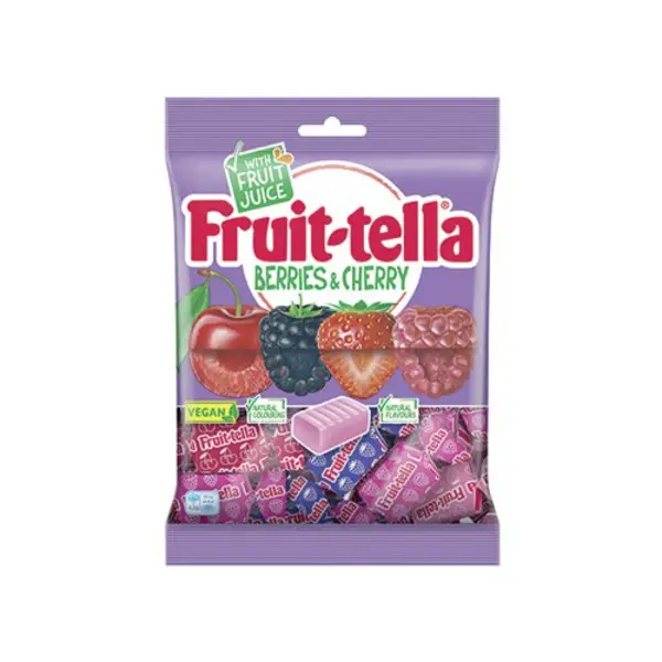 Image of Fruittella Fruit-tella Berries And Cherries Chewy Sweets 170g (Pack of 8) 71027 71027