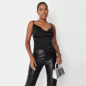 Image of Missguided Cowl Neck Asymetric Cami - Black