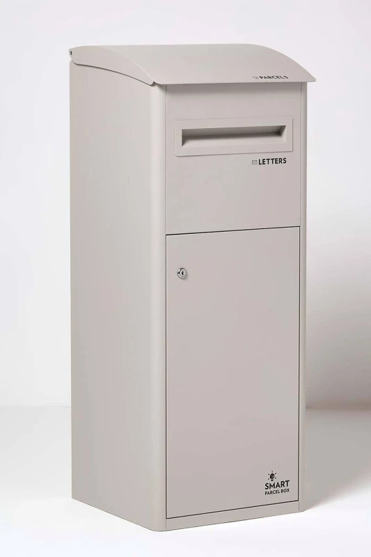 Image of Homescapes Smart Parcel Box Extra-Large Slanted Top Front Access Secure Delivery Box in Stone Stone Unisex