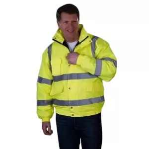 Image of Grafters Unisex Hi-Visibility Waterproof Bomber Jacket (S) (Yellow)