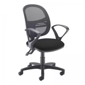 Image of Jota Mesh medium back operators chair with fixed arms - black